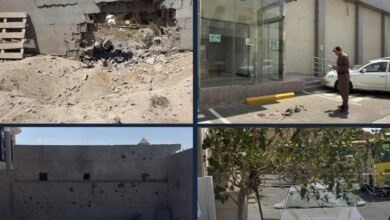 شظايا اعتراض الصاروخ الباليستي في خميس مشيط
